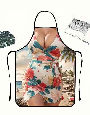 Фартух прикольний дівчина в сукні з квітками 80 на 60 см різнобарвний Київ