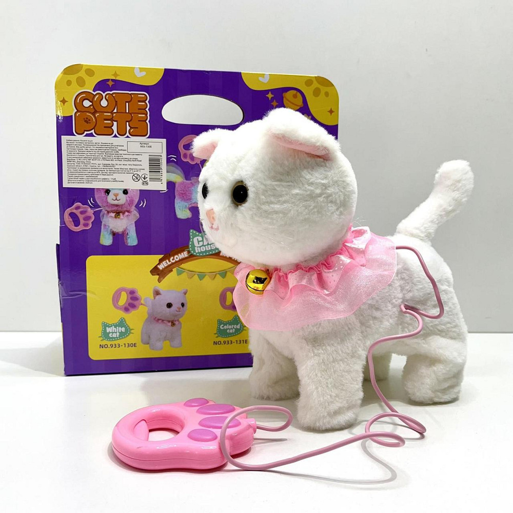 Кошеня інтерактивне на д/в ходить нявкає виляє хвостиком повідець-пульт Білий (933-130E ) Чернігів - фото 8