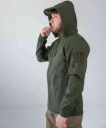 Чоловіча тактична куртка демісезонна Soft Shell з капюшоном (Оливковий) XL Вінниця