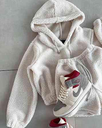 Жіночий затишний домашній костюм-двійка з махри тедді Молочний, 42/46 Одеса