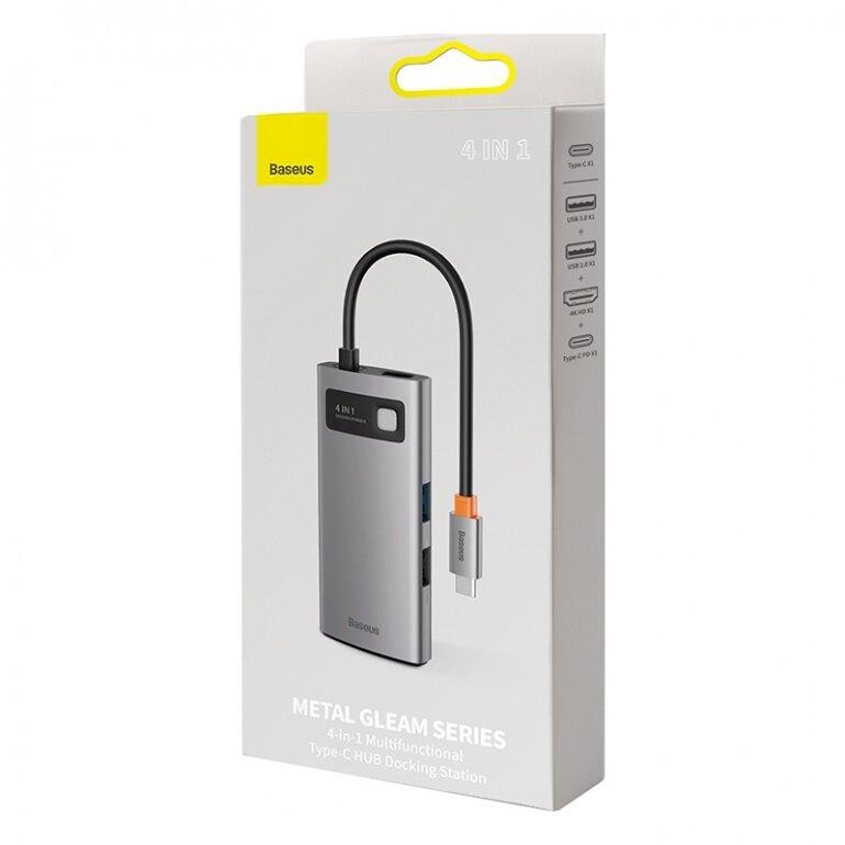 USB Hub Baseus Metal Gleam Series 4-in-1 Multifunctional Type-C Cерый (CAHUB-CY0G) Киев - изображение 6
