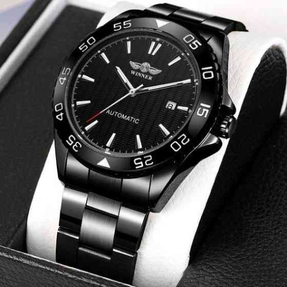 Мужские механические наручные часы Winner Factor (Черные) Винница