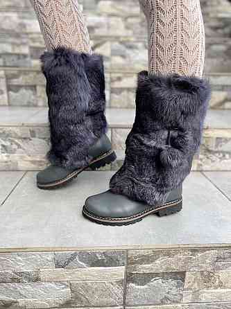 TopS Унти жіночі TopS сірі натуральна шкіра з хутром висота 26см обхват 32-33см 38р. (АР-65) Коломыя