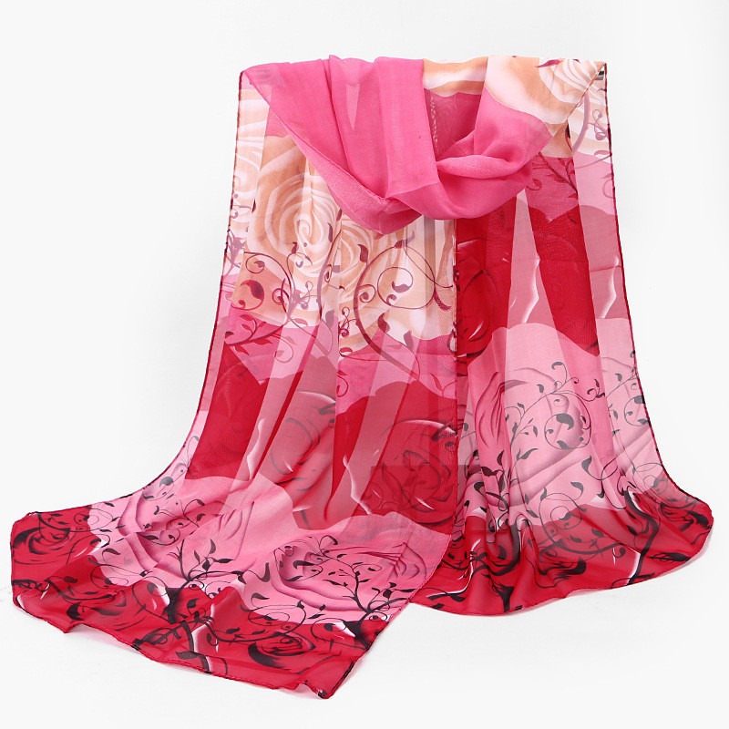 Женский шифоновый шарф с цветами 145 на 48 см розовый Киев - изображение 3
