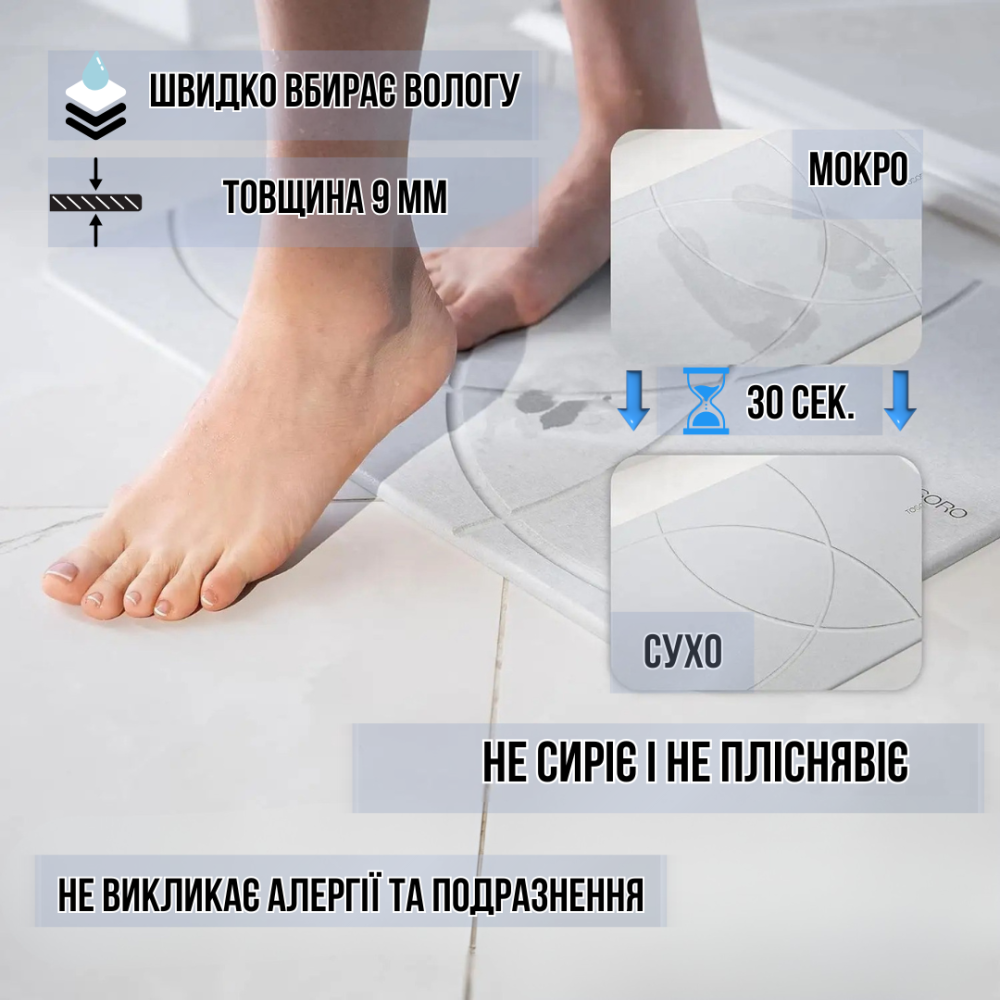 Набор для ванной комнаты и душа коврик для ног,подставка,накладка-коврик на раковину,цвет белый Каменец-Подольский - изображение 9