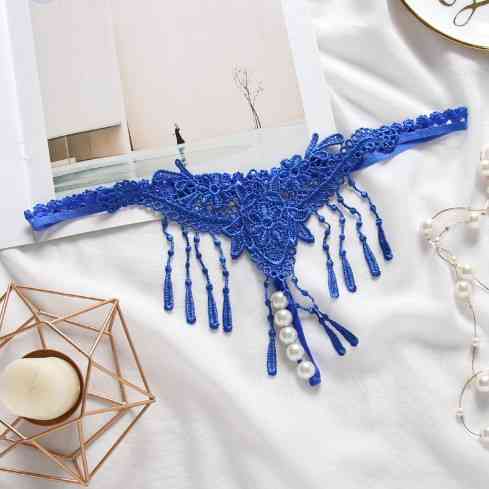 Стринги с жемчугом эротические синие - размер универсальный Киев