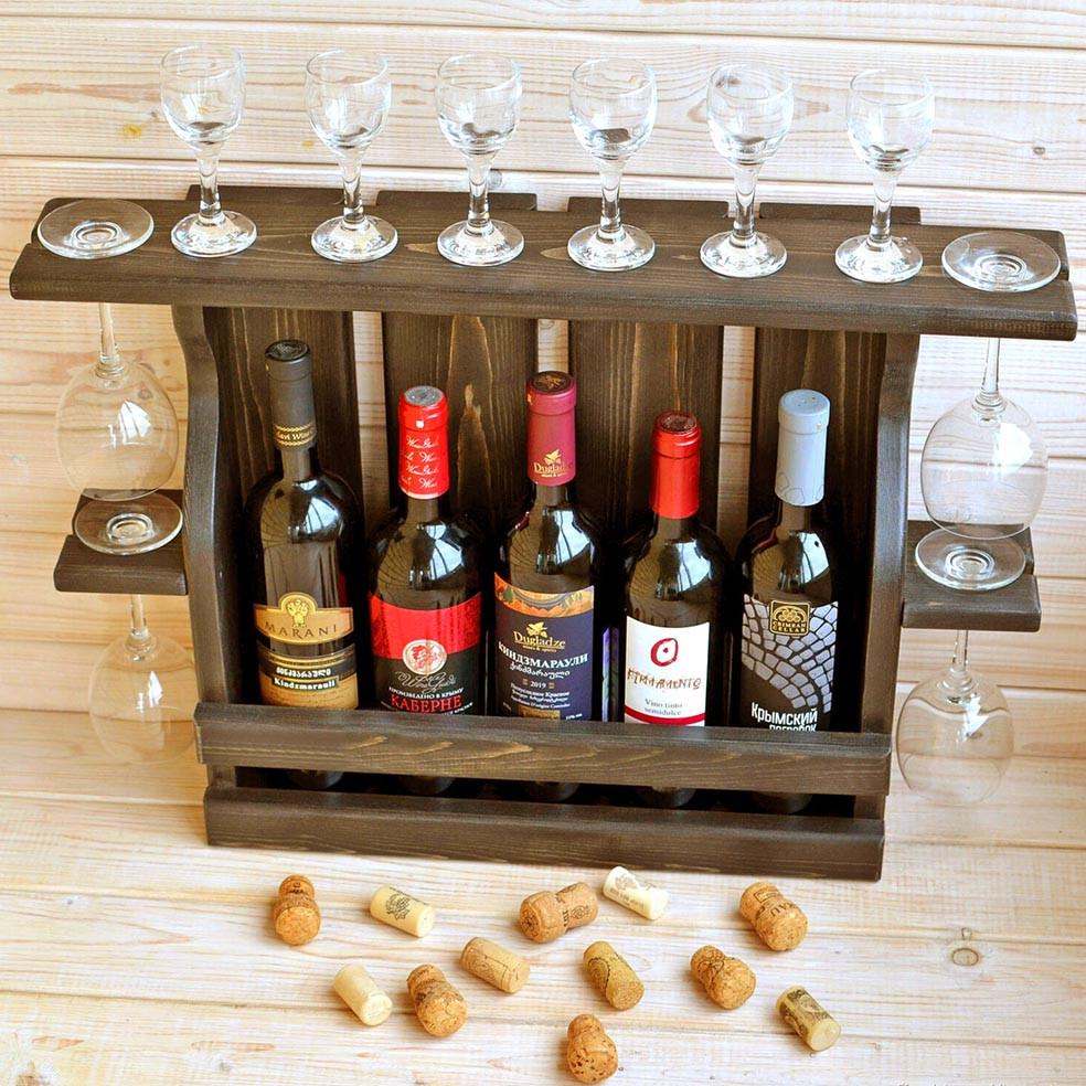 Настінна винна полиця "Накагута 5" капучино Миколаїв - фото 1