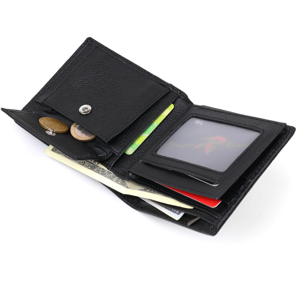 Кожаный мужской кошелек Черный (Vintage) Киев - изображение 1