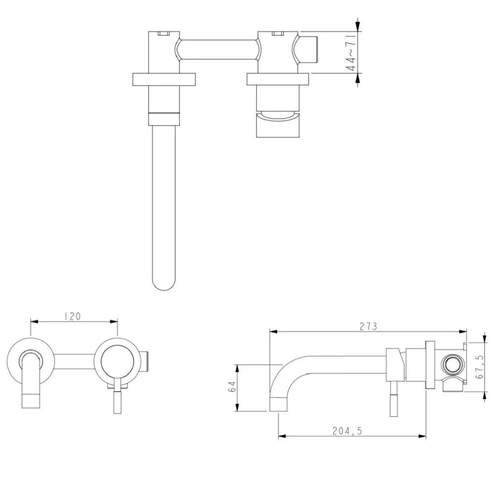 Смеситель для умывальника настенный Wezer EKO10A-01-BLACK черный Киев - изображение 3