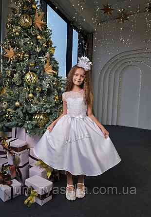 Белое нарядное платье для девочки с блестками Кривой Рог