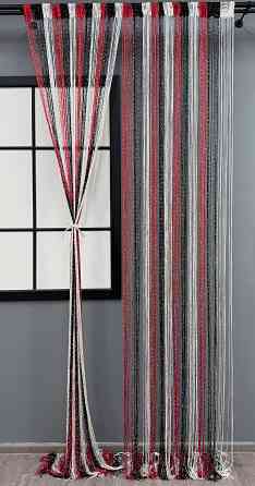 Штори-нитки "Кісея" з люрексом Червоний з чорним і білим 300х300см 1 шт (61-095) Київ
