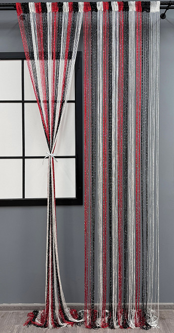 Штори-нитки "Кісея" з люрексом Червоний з чорним і білим 300х300см 1 шт (61-095) Київ - фото 2