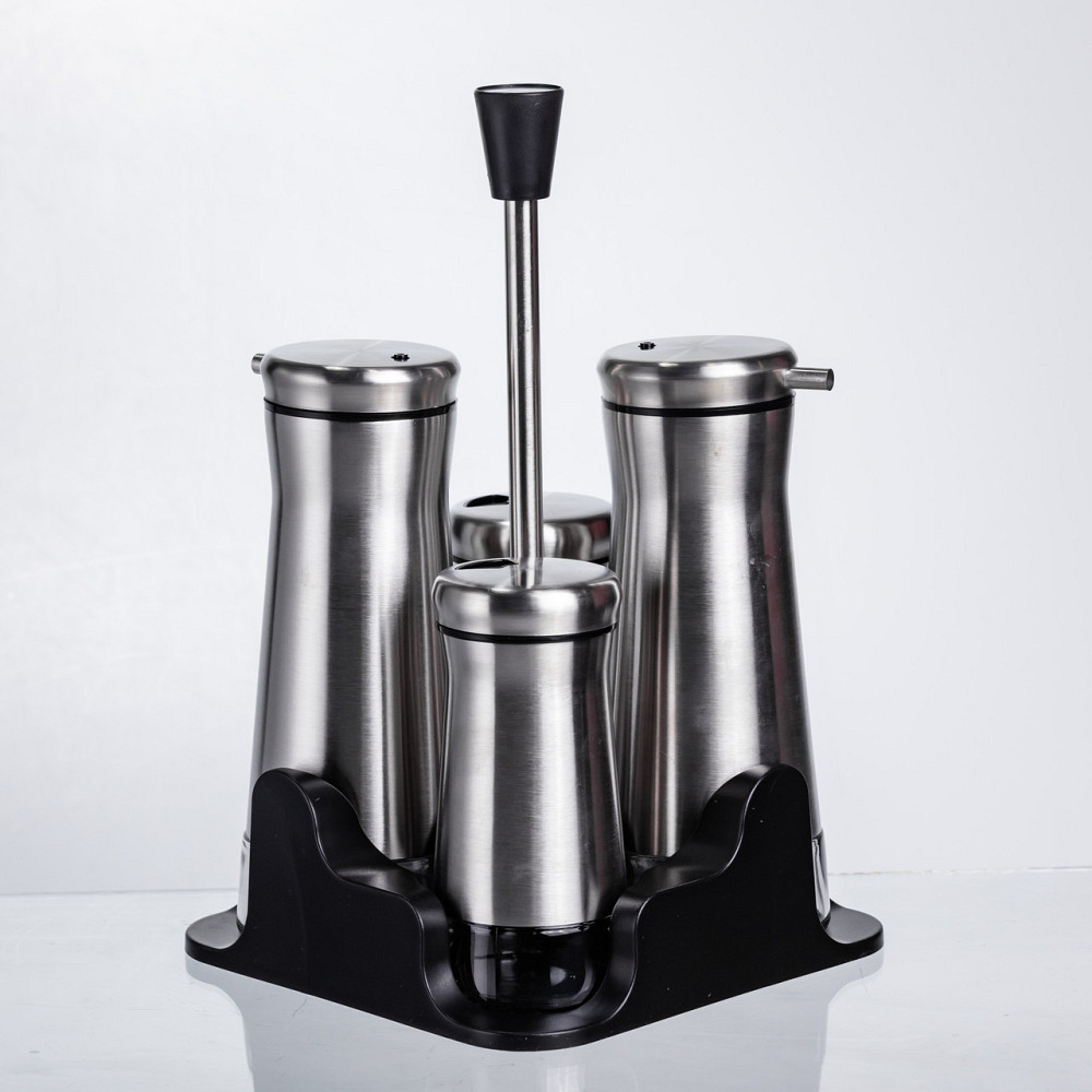 Набір баночок для спецій та рідких текстур 4 предмети на підставці, сталь HP-1346 Коломия - фото 2