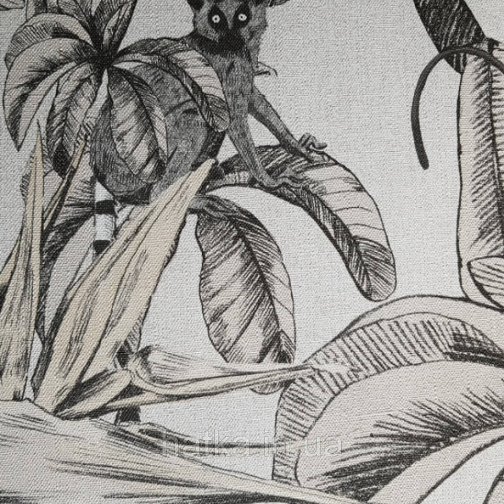 Шпалери вінілові на флізелін гарячого тиснення Marburg Natural vibes метрові листя лемури мавпи на білому Київ - фото 4