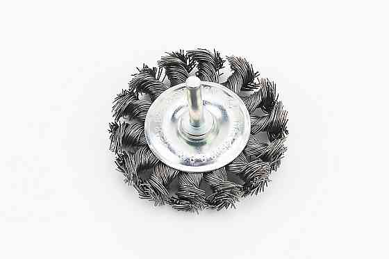 Щітка дискова зі стрижнем 1/4" D-75мм з плетеного дроту BT-8075 Київ