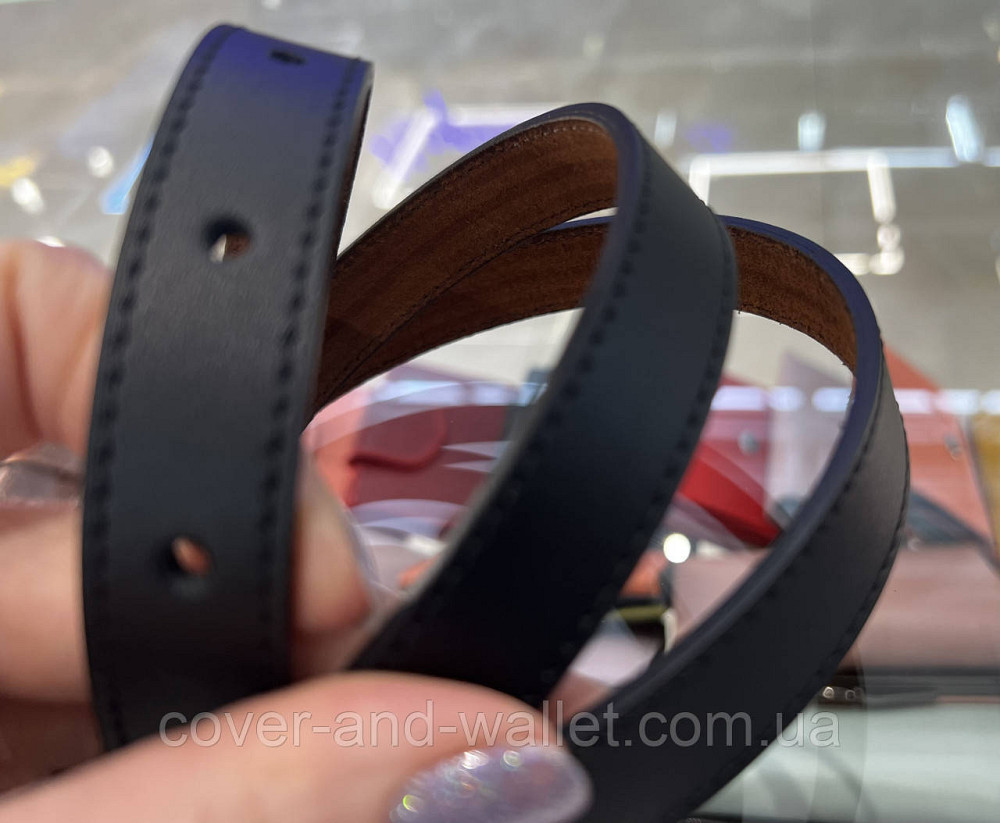 Тонкий кожаный женский ремень черного цвета 20 мм Puos Киев - изображение 11