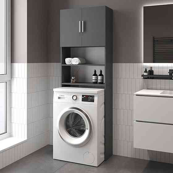 Тумба под стиральную машину VAYS M-107, шкаф в ванную, ЛДСП, 64×25×190 см Львов