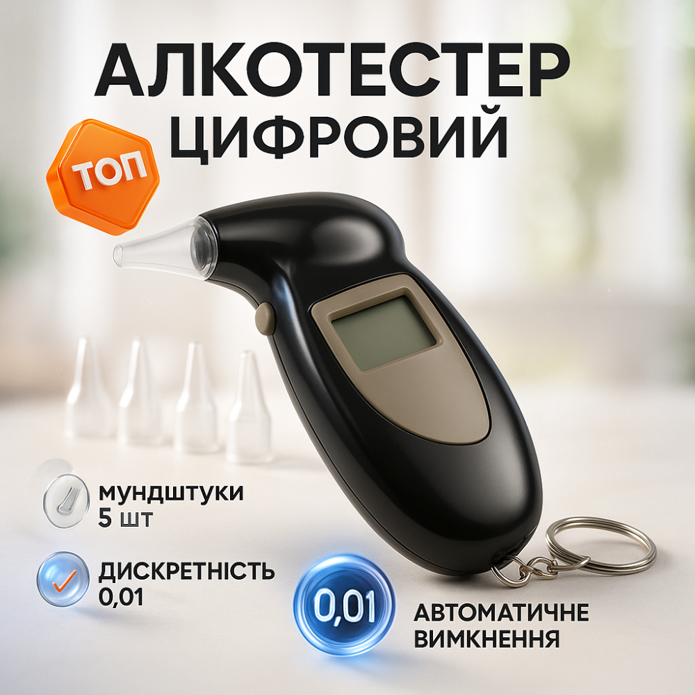 Тест на алкоголь, Алкотестер цифровой персональный, Высокоточный алкотестер ручной WV-85 Львов - изображение 16