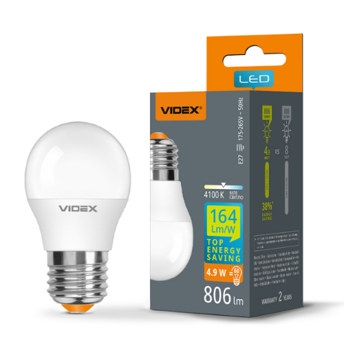 Лампа G45h 4,9W E27 4100К LED Videx Житомир