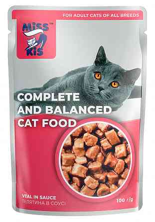 Мис Кіс вологий корм для кішок з телятиною в соусі 100 г (блок 24 шт) Вінниця
