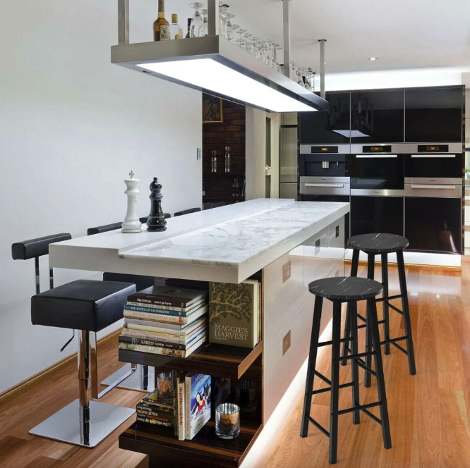 Комплект стільців Costway Eugad з підставкою для ніг чорний Київ - фото 5