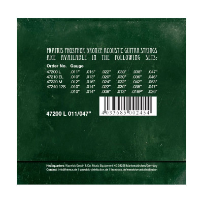 Струны для гитары Framus Phosphor Bronze Light (11-47) (47200 L) Винница - изображение 2