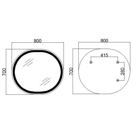 Дзеркало настінне овальне сенсорне Qtap Gemini 800х700 з LED-підсвіткою Touch, з антизапотіванням із диммером Харків