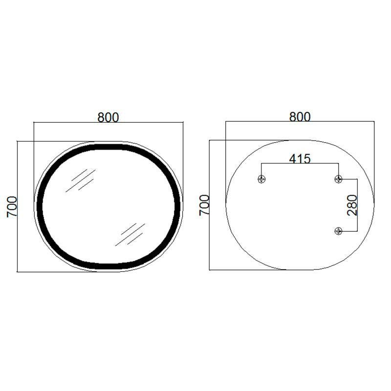 Зеркало настенное овальное сенсорное Qtap Gemini 800х700 с LED-подсветкой Touch, с антизапотеванием с диммером Харьков - изображение 2