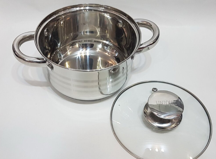 Кастрюля UNIQUE UN-5003 из нержавеющей стали, объем 1.9 л, с крышкой, прочная и удобная для готовки Одесса - изображение 1