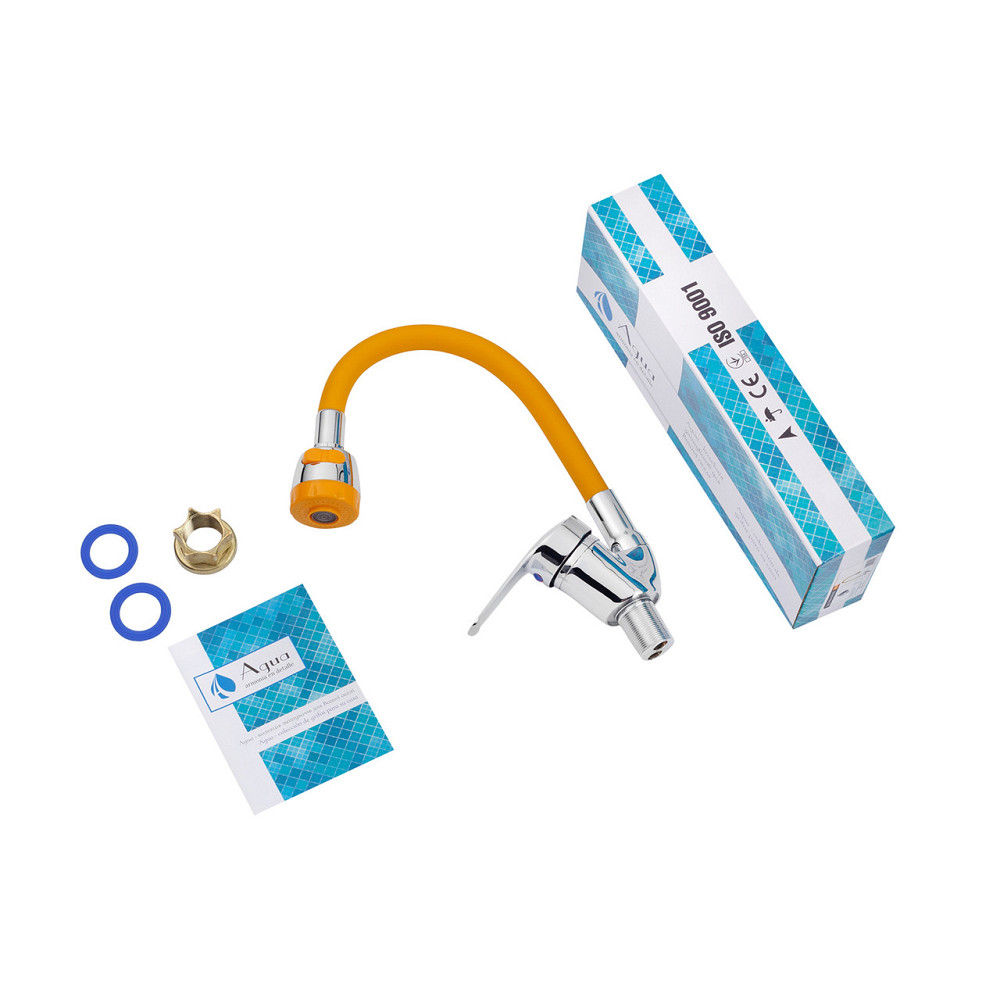 Смеситель для кухни Agua Sevilla гибкий - C039AMR хром/желтый Киев - изображение 6