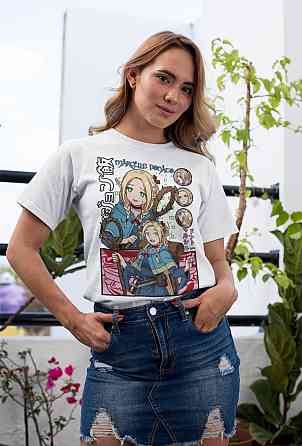 Футболка для хлопчика з аніме принтом Делікіоус Ін Дунгеон Маркілле оверсайз (зріст від 165 до 180) Чорний AnimeJ0157m Дніпро