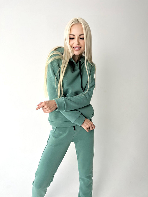 Жіночий спортивний костюм на флісі "Impuls" оптом | Батал | Розпродаж моделі Оливковий, 50-52 Київ - фото 4