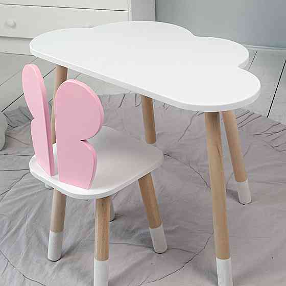 Дитячий столик "Хмара" з стільчиком "Метелик", білий з рожевим Київ