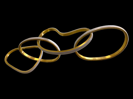 Светодиодная люстра 4 Кольца PJ857 (100см) Золотистая Киев