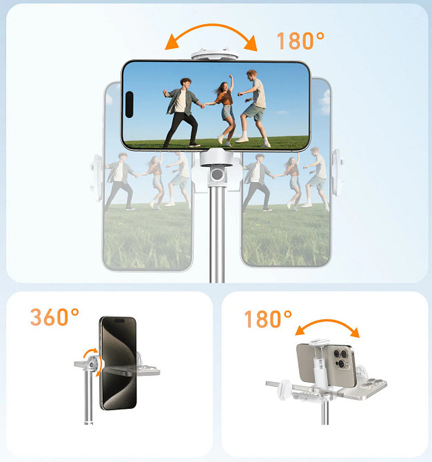 Селфі палиця штатив для телефону з поворотом нахилом пультом 35-180см Telesin P1-TSS-002 Київ - фото 2