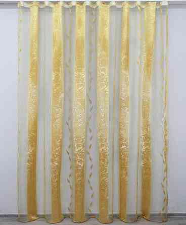 Тюль VR-Textil 1284т Органза з нейлоновою вишивкою Золотистий 300х270 см (40-084) Київ