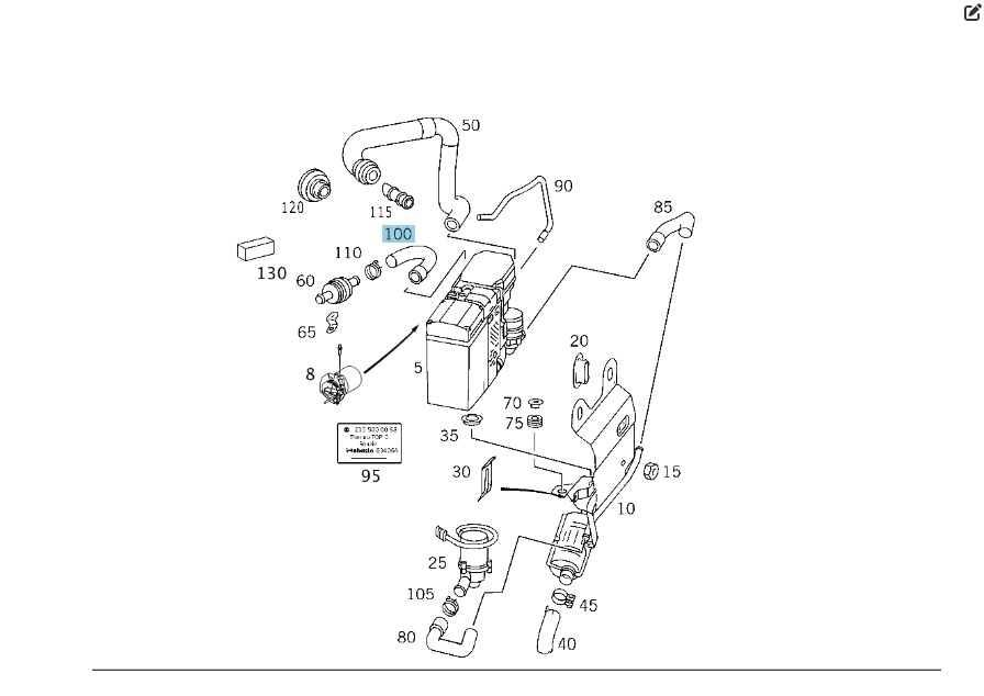 Mercedes-Benz  A2205060135 Шланг від клапана рециркуляційного насоса до автономної печі CL C215 S-class short W220 S-class long V220 Одесса - изображение 7