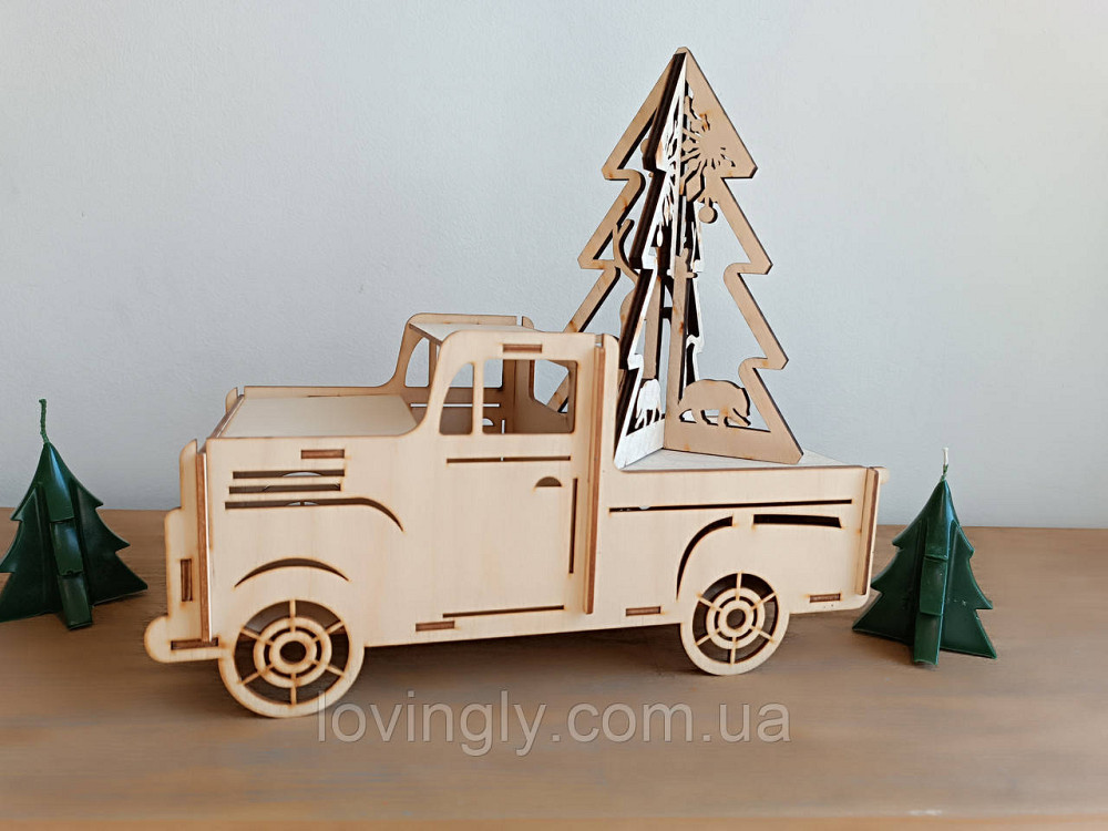 Новогодняя инсталляция грузовик 30 см с елкой. Ирпень - изображение 2