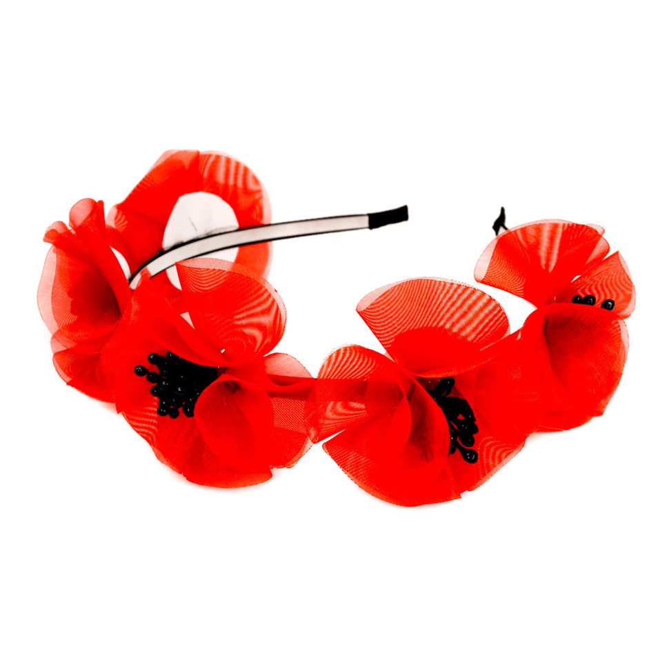 Ободок для волосся з об'ємним червоним маком 0206-761 Вінниця - фото 1