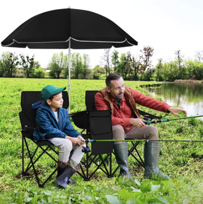 Комплект розкладних стільців Costway Parma з парасолькою чорний Киев - изображение 2