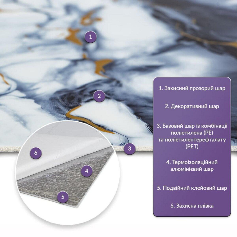 Самоклеящаяся стеновая PET плитка в рулоне 1200х3000х2мм SW-00002666 Днепр - изображение 2