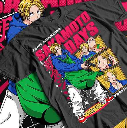 Футболка з аніме принтом Аніме Вінтаге Спекіал Манга оверсайз (S/M/L) Чорний AnimeJ0413 Дніпро