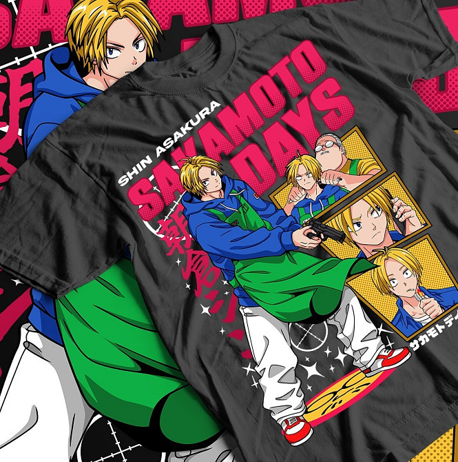 Футболка з аніме принтом Аніме Вінтаге Спекіал Манга оверсайз (S/M/L) Чорний AnimeJ0413 Дніпро - фото 1