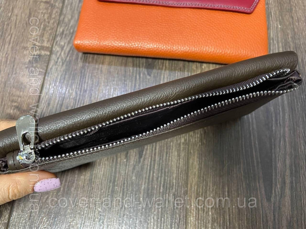 Тонкий кожаный кошелек купюрник для мужчин и женщин ST Leather (коричневый) Киев - изображение 3