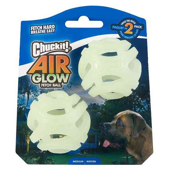 Мячик для собак Chuckit! Max Glow Air Fetch Ball игрушка светящийся в темноте размер S, набор 2 шт Винница