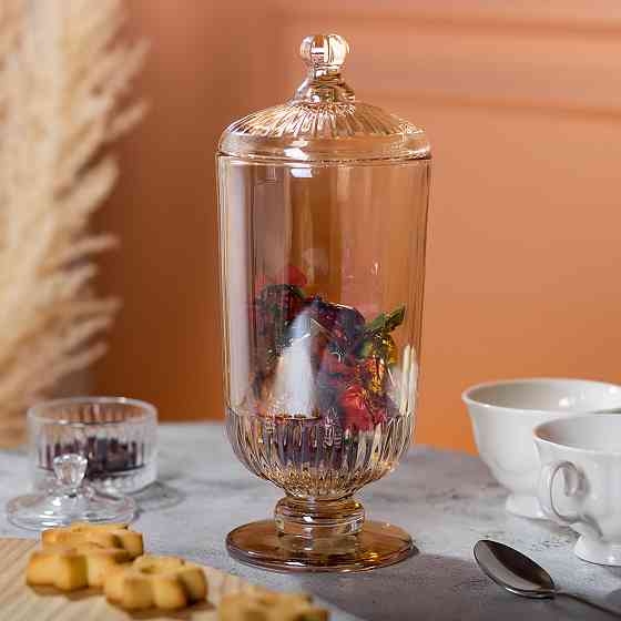 Стеклянная конфетница с крышкой, 10 см Киев