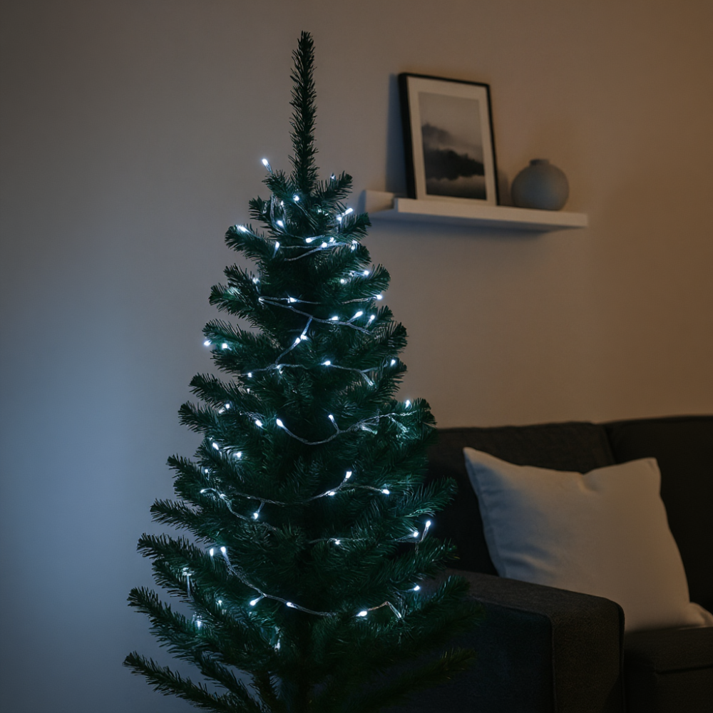 Новорічна гірлянда кімнатна нитка 10 м 120 LED білий провід Білий W120LED10MWW Київ - фото 2