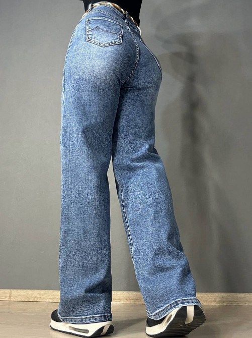 Джинси жіночі DKNSEL 2817 палаццо стрейчеві з плетеним поясом блакитні, блакитний, 28, 28, 77 см, 102 см Київ - фото 11