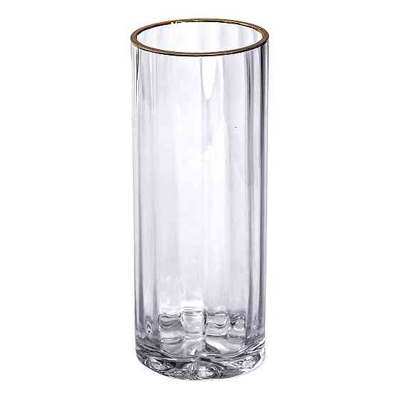Yiwu Декоративна ваза для квітів із прозорого скла із золотою окантовкою 25 см HP-1707 Коломия