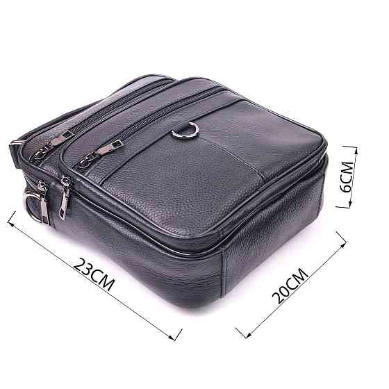 Качественная мужская сумка из натуральной кожи 21278 Vintage Черная Киев